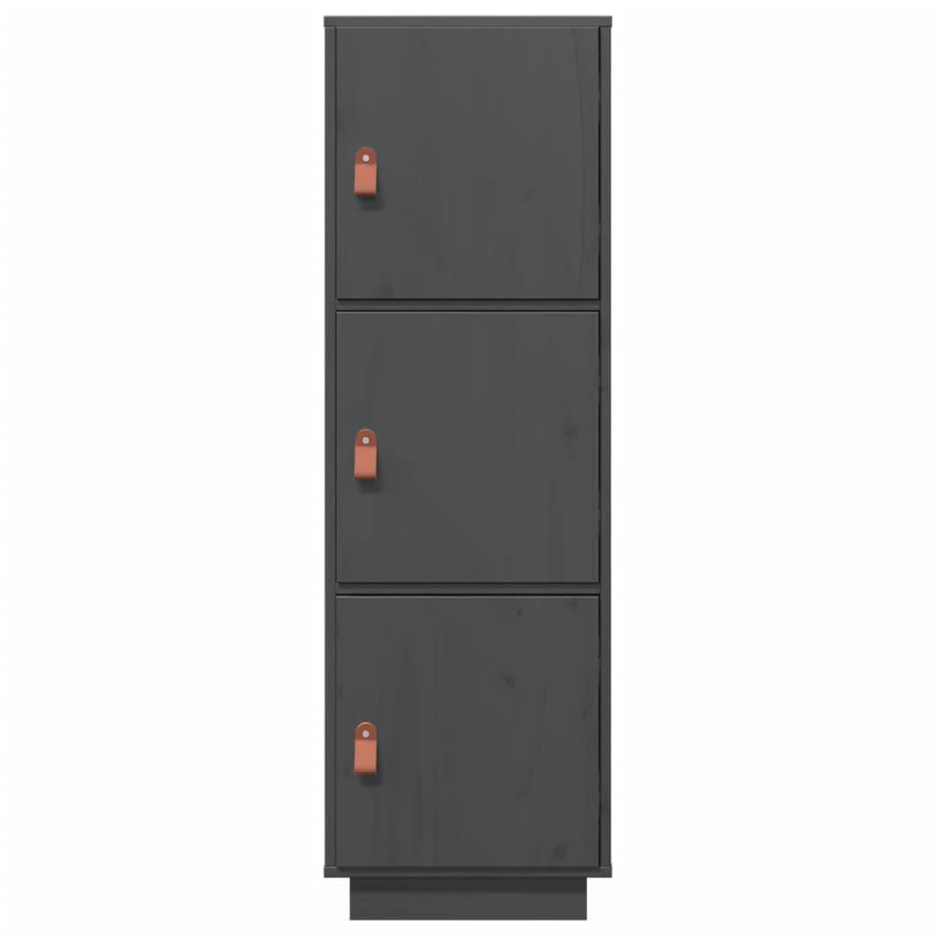 Credenza Grigia 34x40x108,5 cm in Legno Massello di Pino